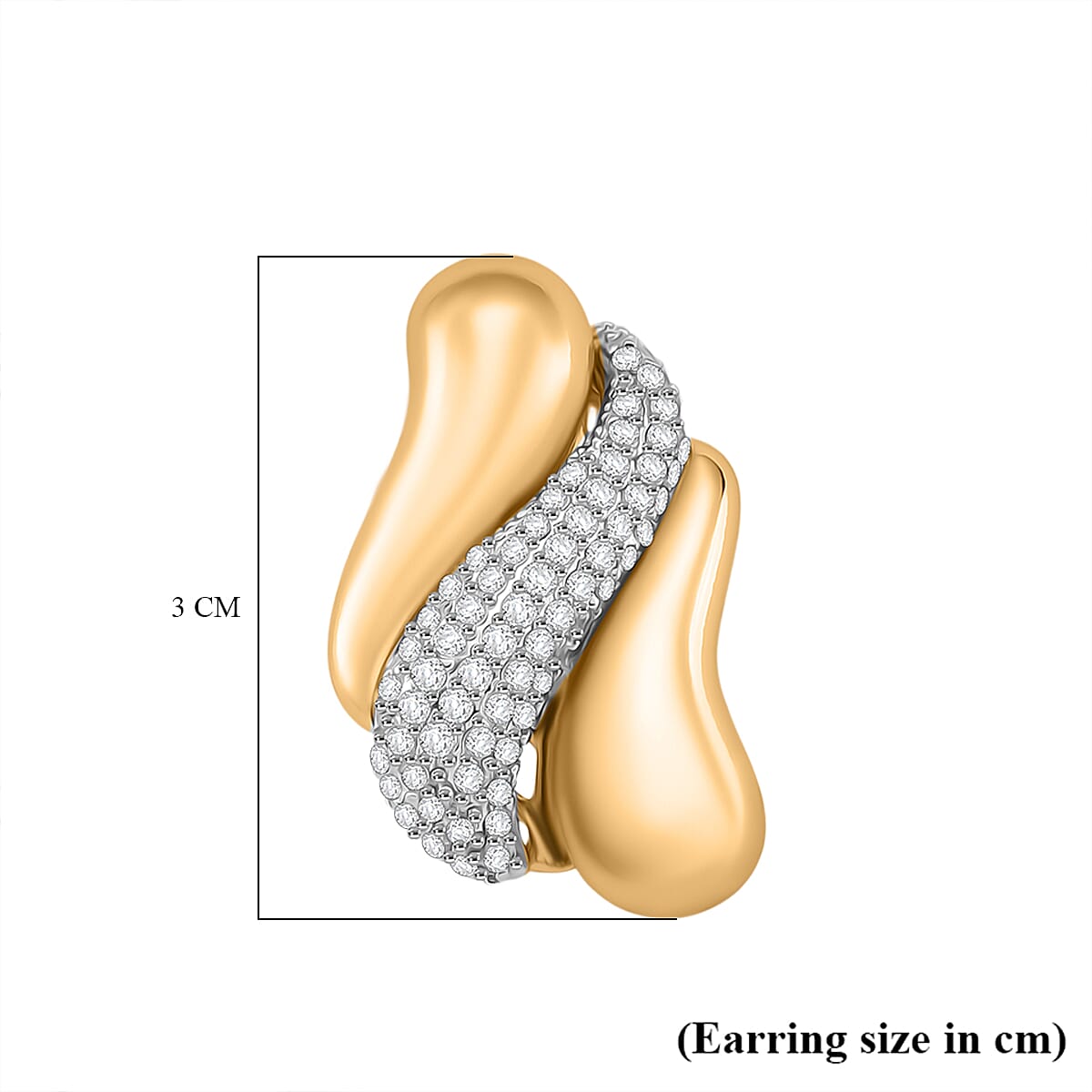 White Cubic Zirconia Two Tone Stud Push Back Earrings