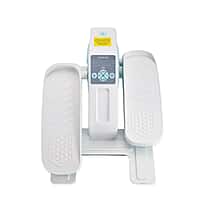 LIVEMORE Motorised Pedal Stepper Exerciser with LCD Monitor Remote Control and 3 Speed Modes - White