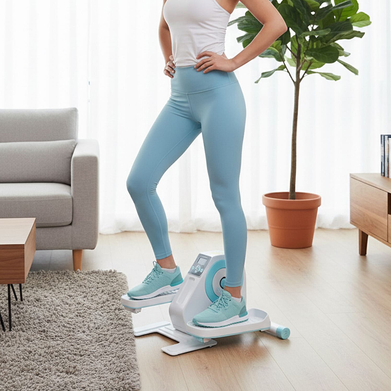 LIVEMORE Electric Stepper with LCD Display & Remote - White