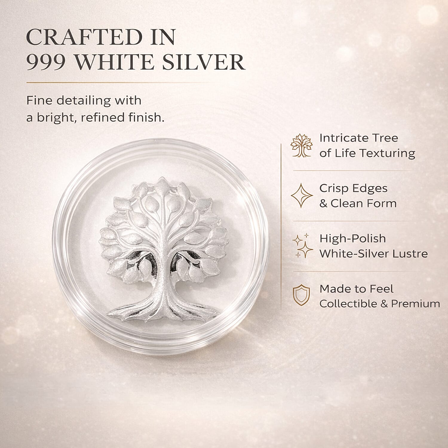 999 White Silver Bar Tree of Life