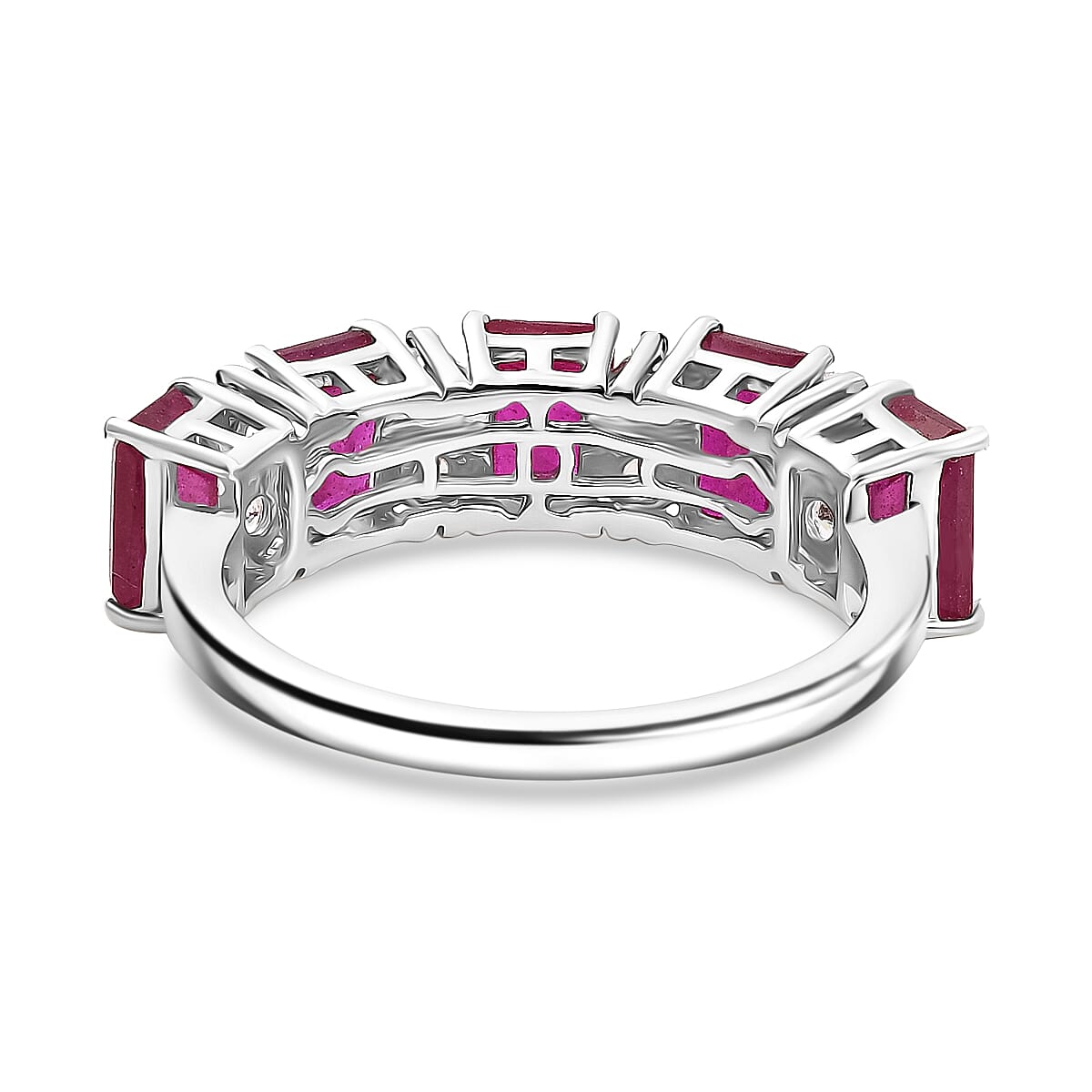 D'Joy African Ruby & Zircon Ring in Rhodium Overlay Sterling Silver 5.31 Ct