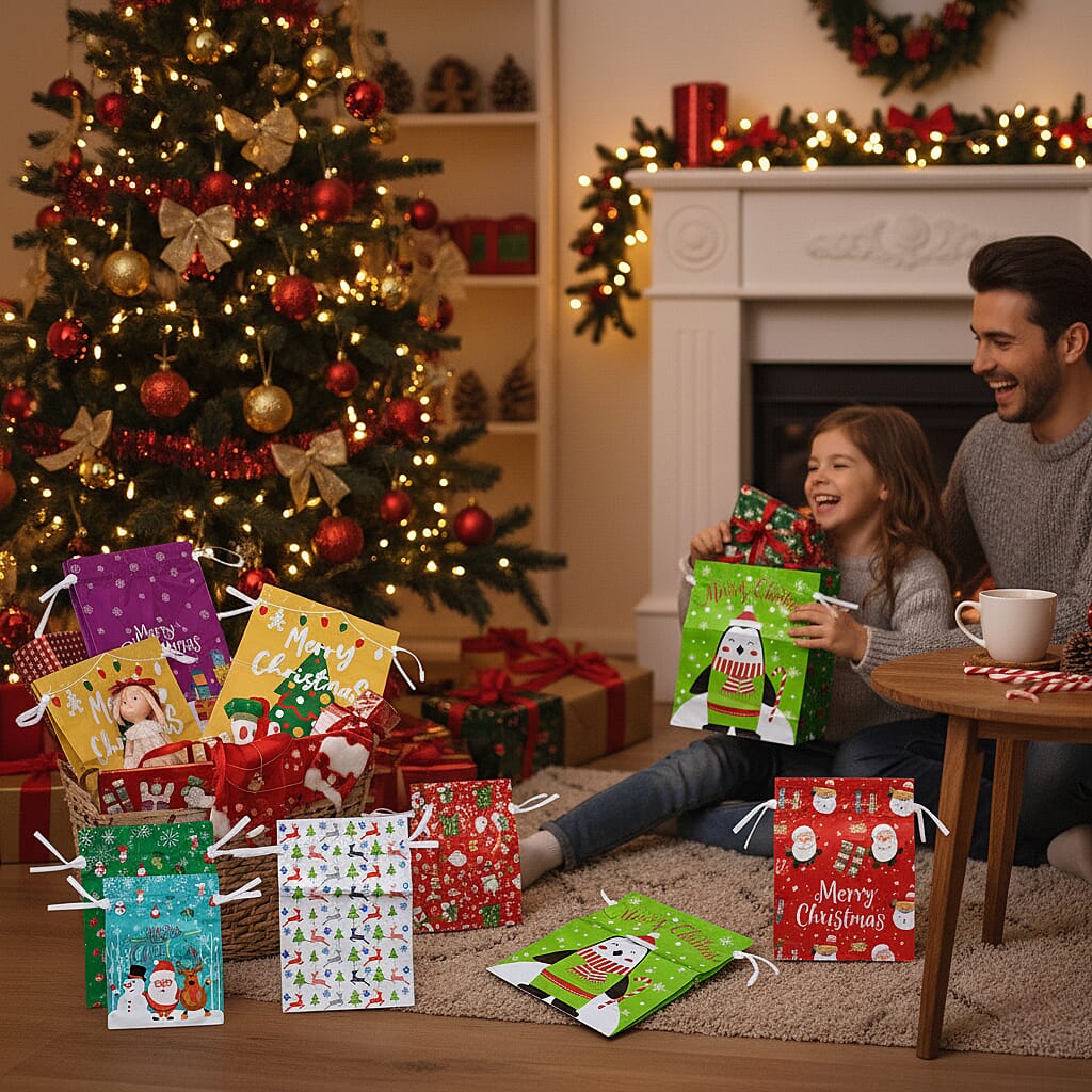 Christmas Essential - Set of 30 Christmas Drawstring Gift Bags