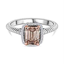 LUXURIANT 1.1 Ct. Lab Grown Pink Diamond Halo Ring in 14K White Gold