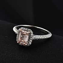 LUXURIANT 1.1 Ct. Lab Grown Pink Diamond Halo Ring in 14K White Gold