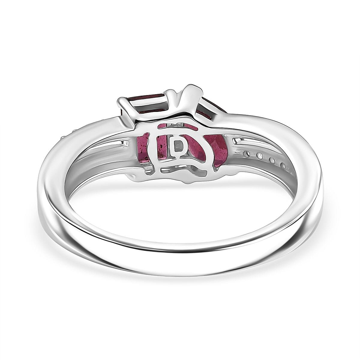 Djoy Orissa Rhodolite Garnet & White Zircon Ring in Rose Gold & Platinum Plating Sterling Silver 1.70 Ct.