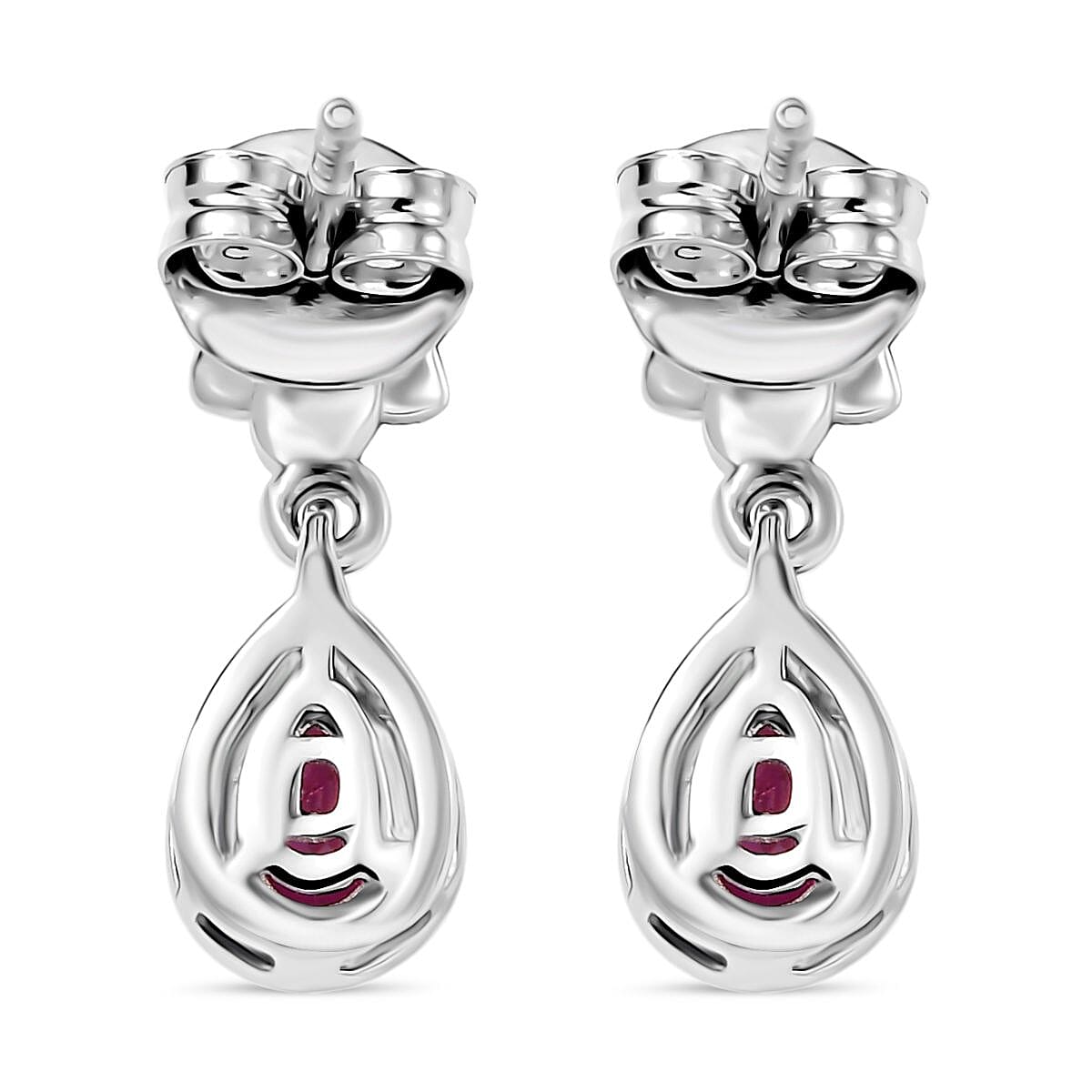 Djoy Orissa Rhodolite Garnet & White Zircon Stud Push Post Earring in Rhodium Overlay Sterling Silver 1.15 Ct. Djoy Orissa Rhodolite Garnet & White Zircon Stud Push Post Earring in Rhodium Overlay Sterling Silver 1.15 Ct.