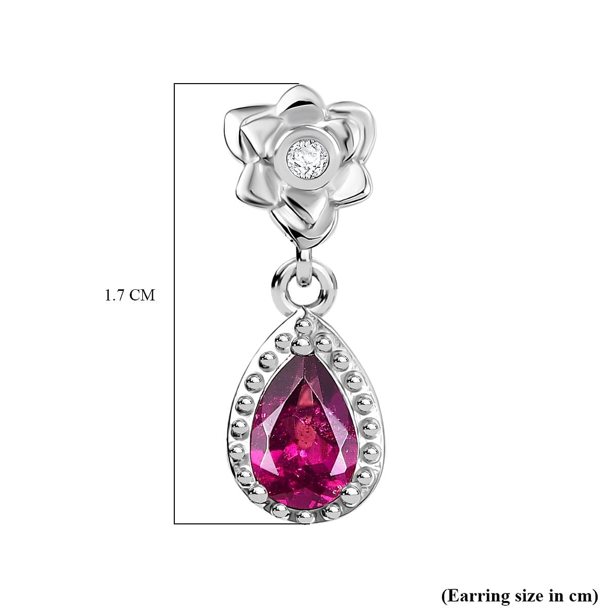 Djoy Orissa Rhodolite Garnet & White Zircon Stud Push Post Earring in Rhodium Overlay Sterling Silver 1.15 Ct. Djoy Orissa Rhodolite Garnet & White Zircon Stud Push Post Earring in Rhodium Overlay Sterling Silver 1.15 Ct.