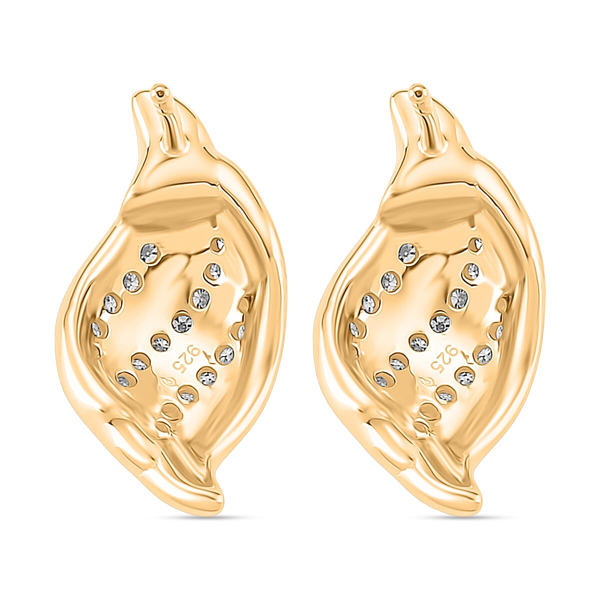 Lucy Q-Flame Collection Moissanite Earring with Push Back in Two Tone Plated Sterling Silver