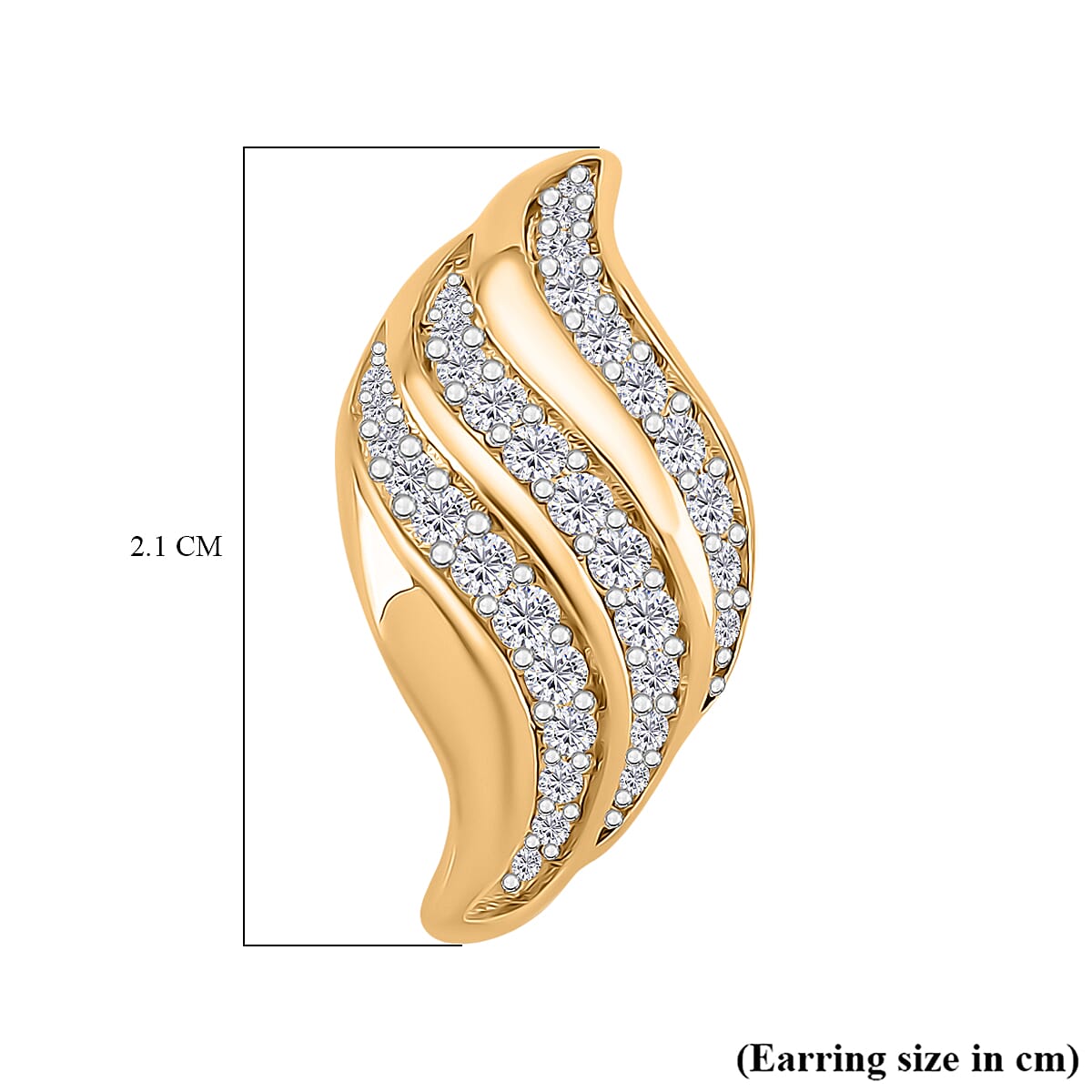Lucy Q-Flame Collection Moissanite Earring with Push Back in Two Tone Plated Sterling Silver