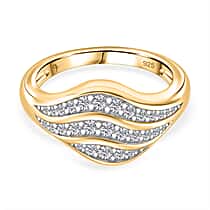 Lucy Q-Flame Collection Moissanite Ring in Two Tone Plated Sterling Silver