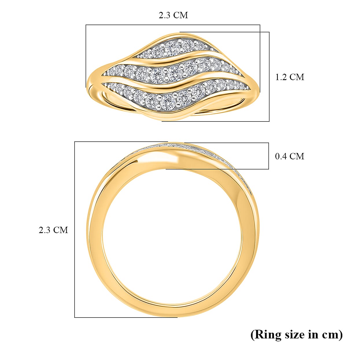 Lucy Q-Flame Collection Moissanite Ring in Two Tone Plated Sterling Silver