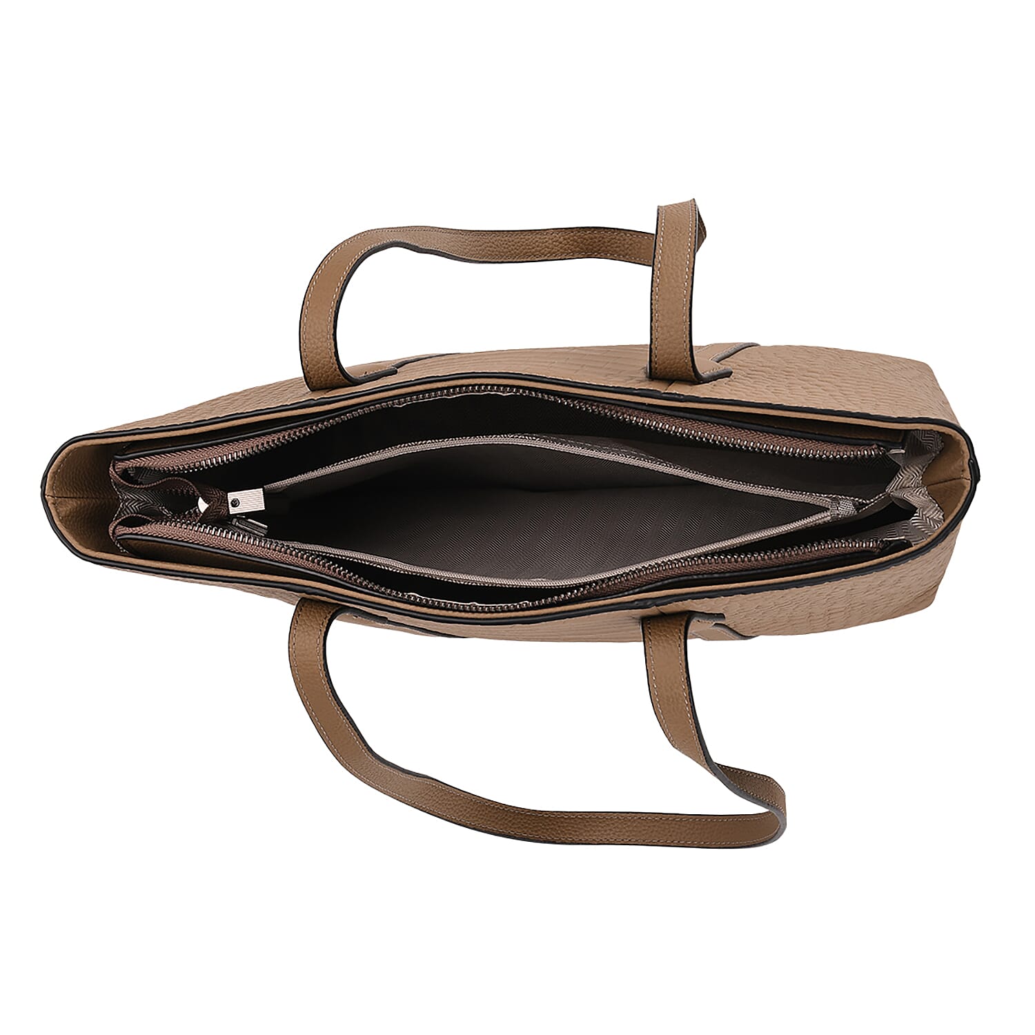 Genuine Leather Patterned Tote Bag (Size 38x12x27 cm) - Grey & Black