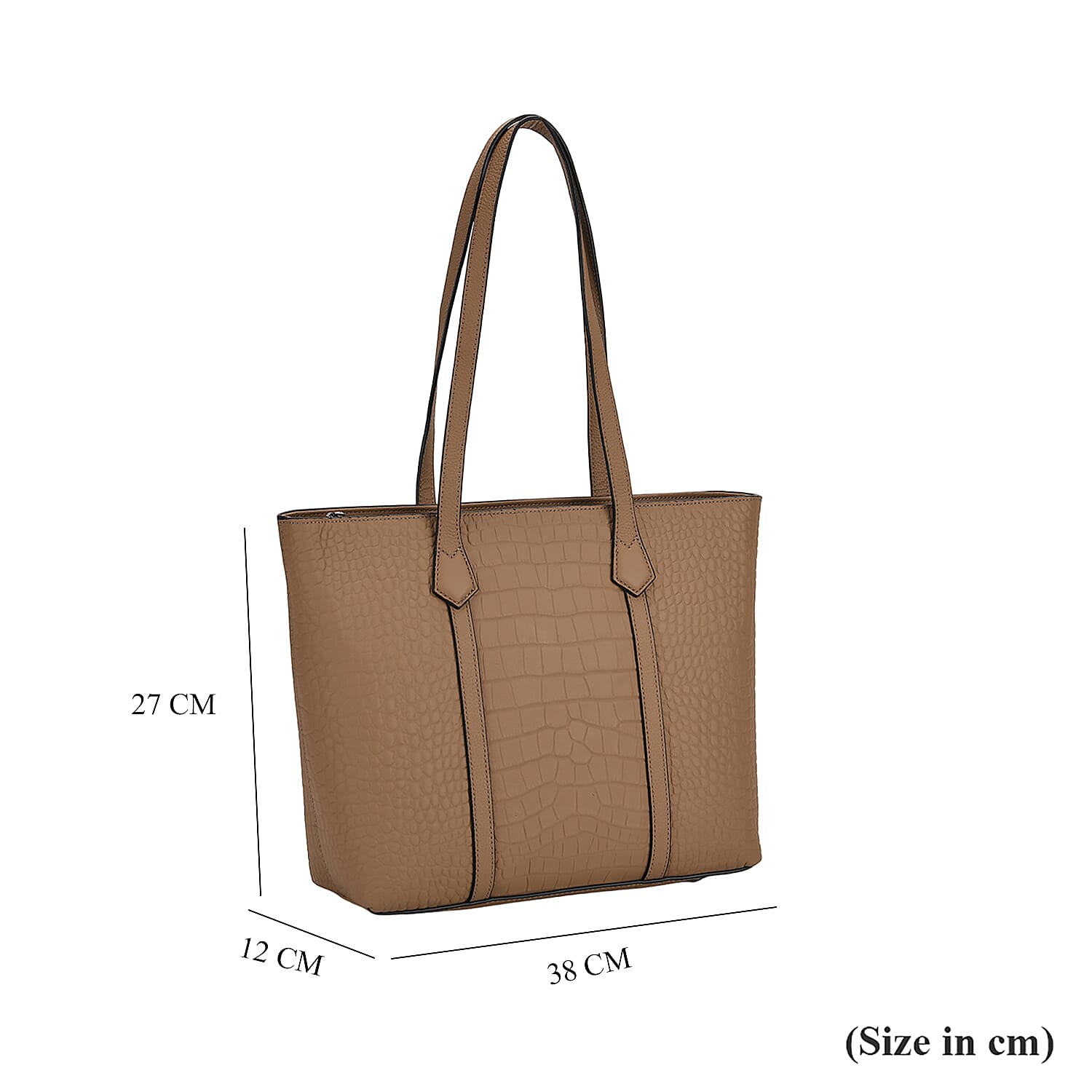 Genuine Leather Patterned Tote Bag (Size 38x12x27 cm) - Grey & Black