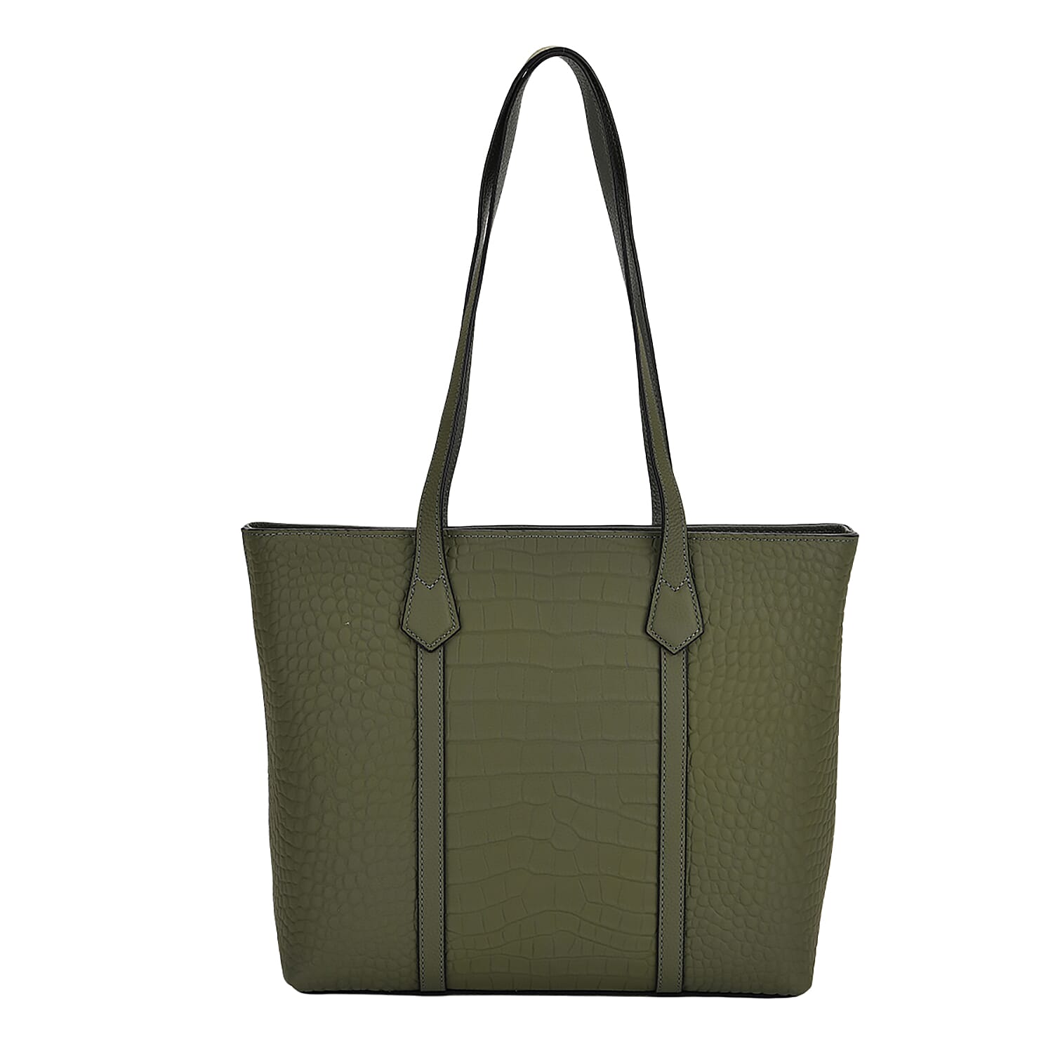Genuine Leather Classic Tote Bag - Green