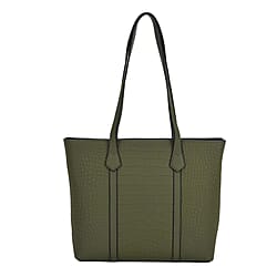 Genuine Leather Classic Tote Bag - Green