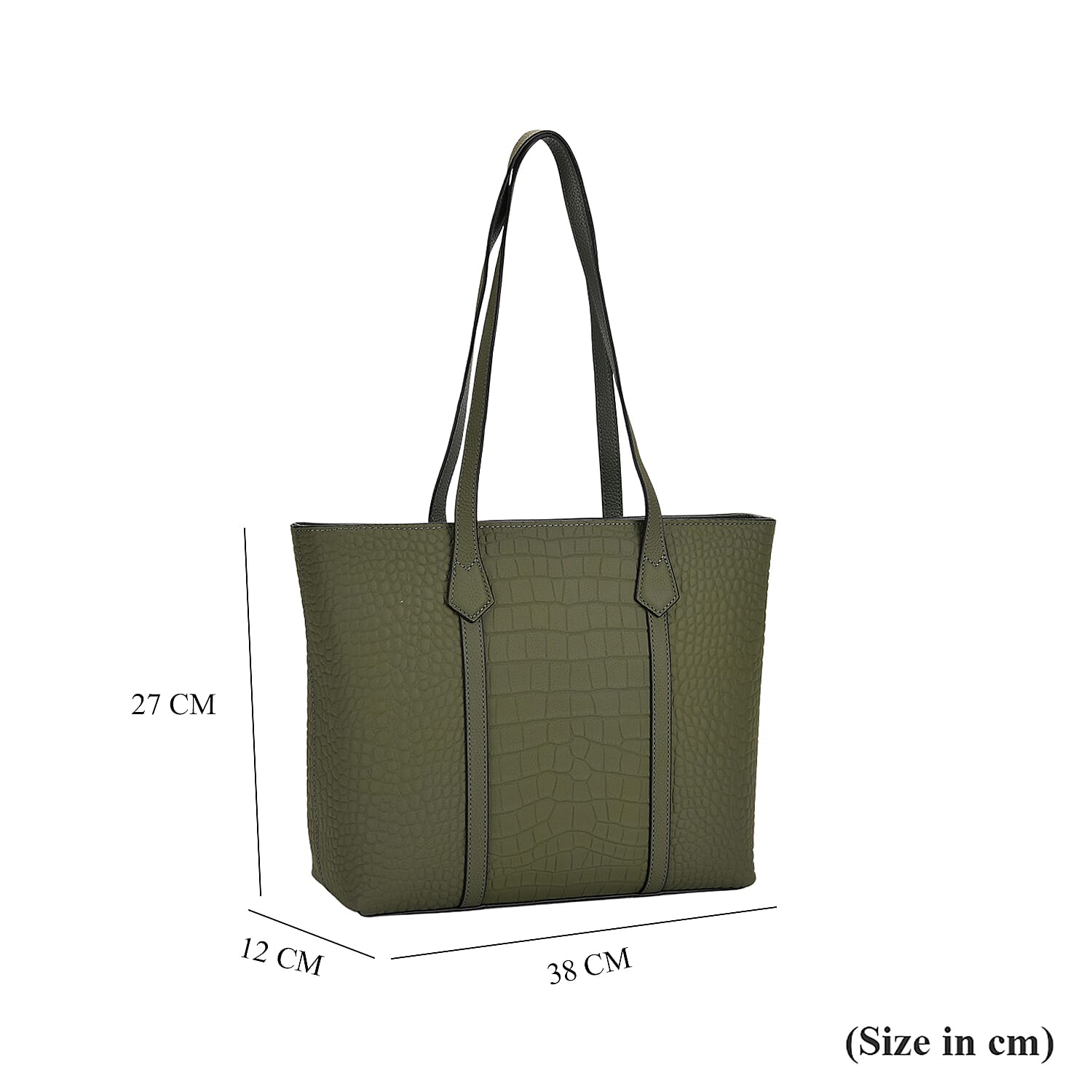 Genuine Leather Classic Tote Bag - Green