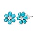 D'joy Sleeping Beauty Turquoise & White Zircon Earring with Push Back in 14K Yellow Gold Plating Sterling Silver 1.81 Ct.