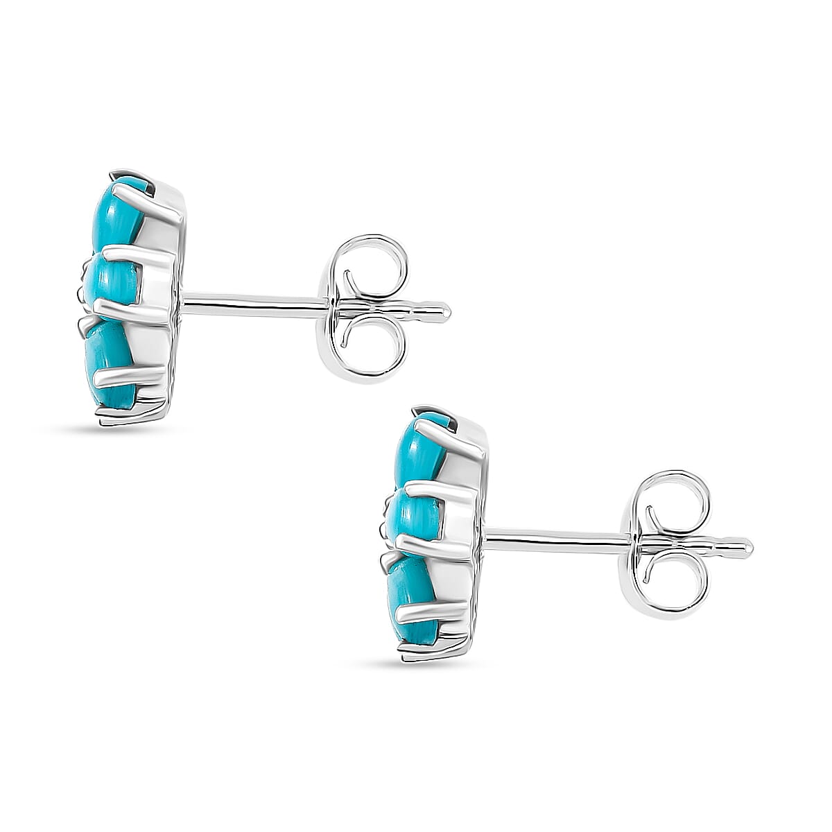 D'joy Sleeping Beauty Turquoise and White Zircon Earring with Push Back