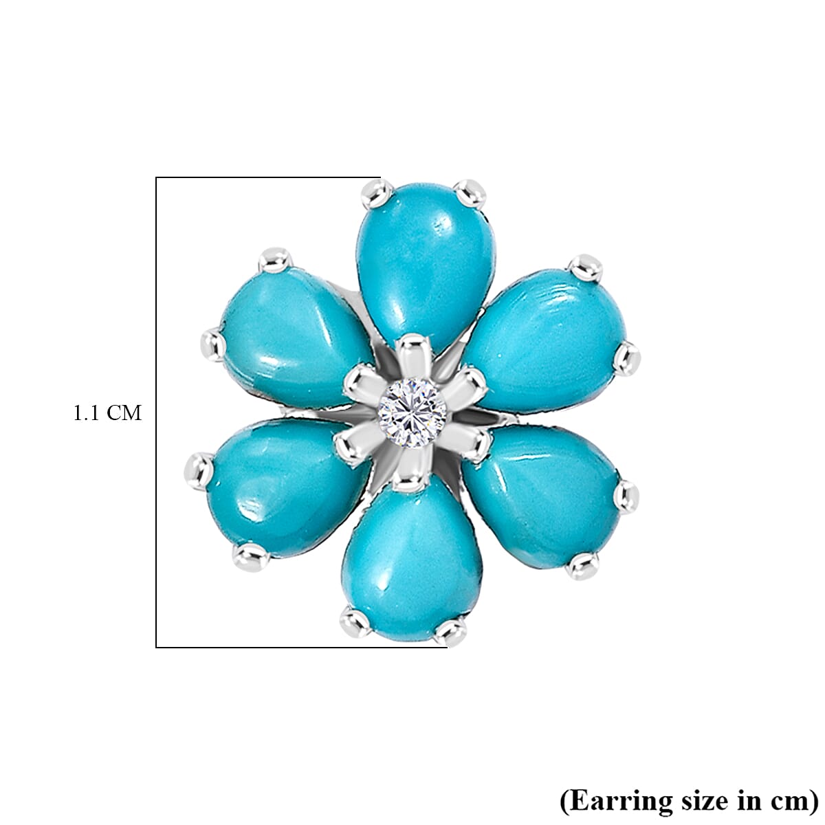 D'joy Sleeping Beauty Turquoise and White Zircon Earring with Push Back