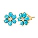 D'joy Sleeping Beauty Turquoise & White Zircon Earring with Push Back in 14K Yellow Gold Plating Sterling Silver 1.81 Ct.