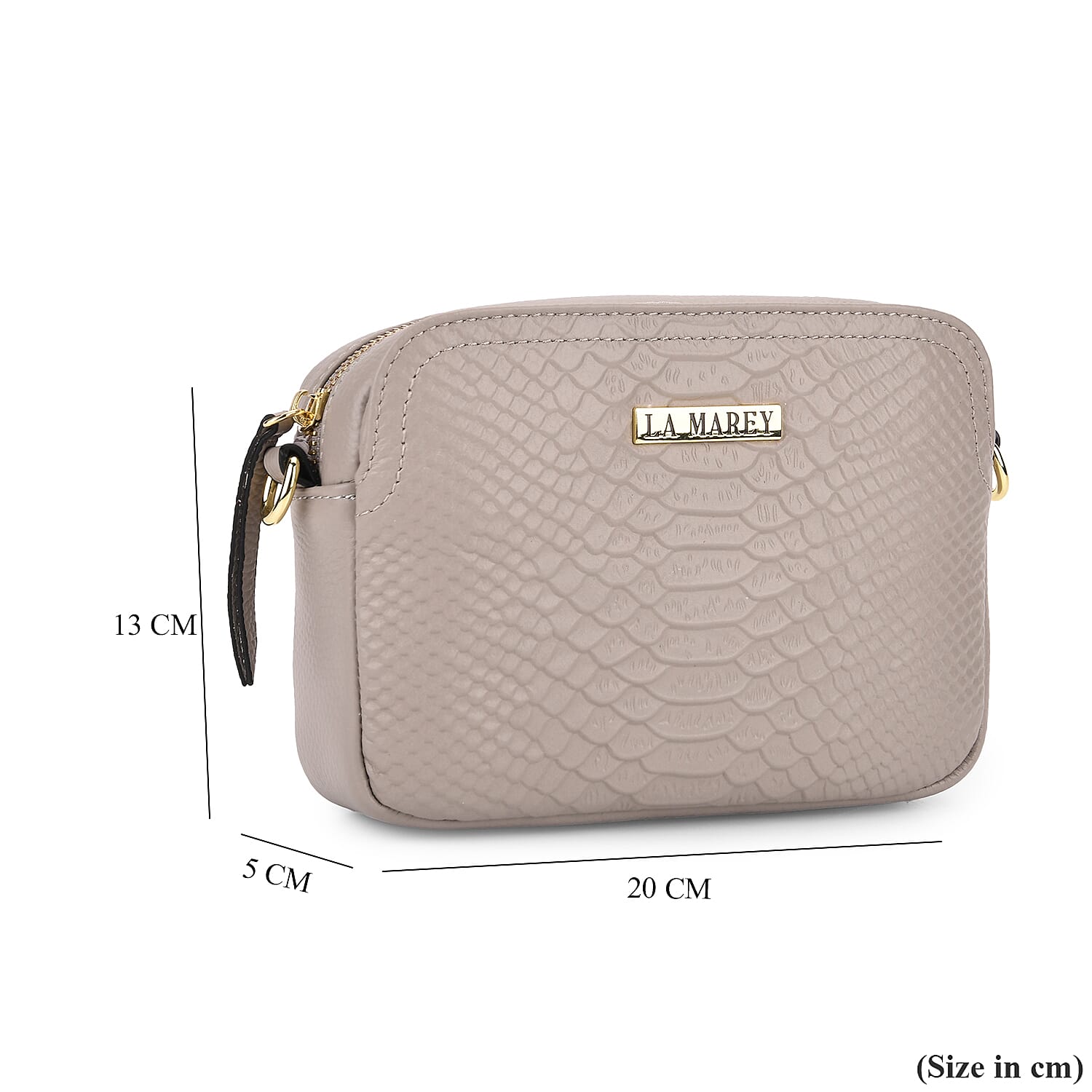 La Marey Genuine Leather Sling Crossbody Bag - Grey