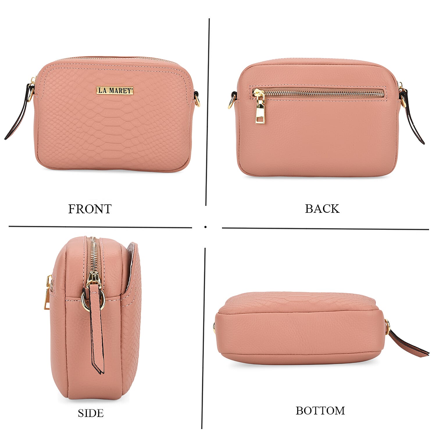 La Marey Genuine Leather Sling Crossbody Bag - Pink