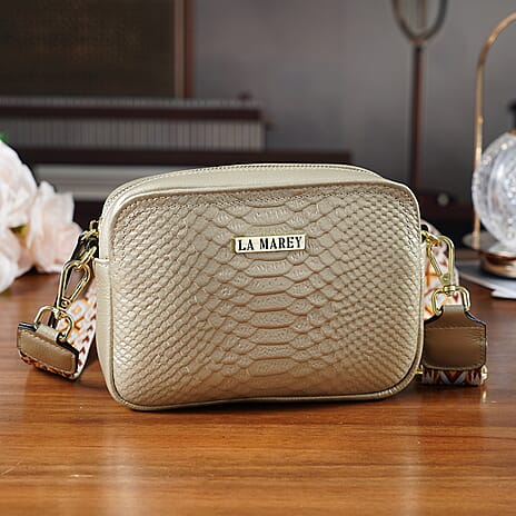 La Marey&nbsp;Genuine Leather Sling Crossbody Bag - Gold