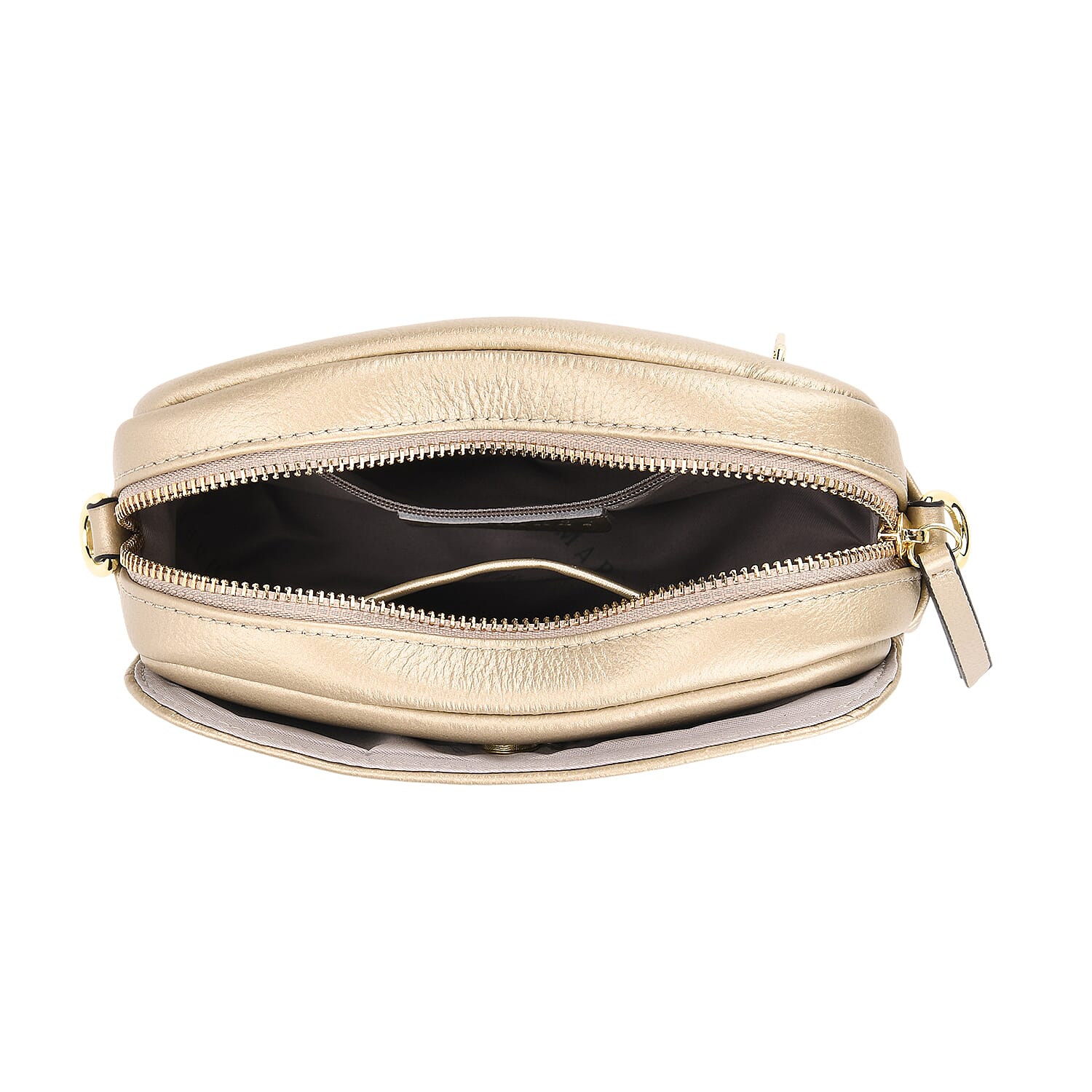 La Marey Genuine Leather Sling Crossbody Bag - Gold