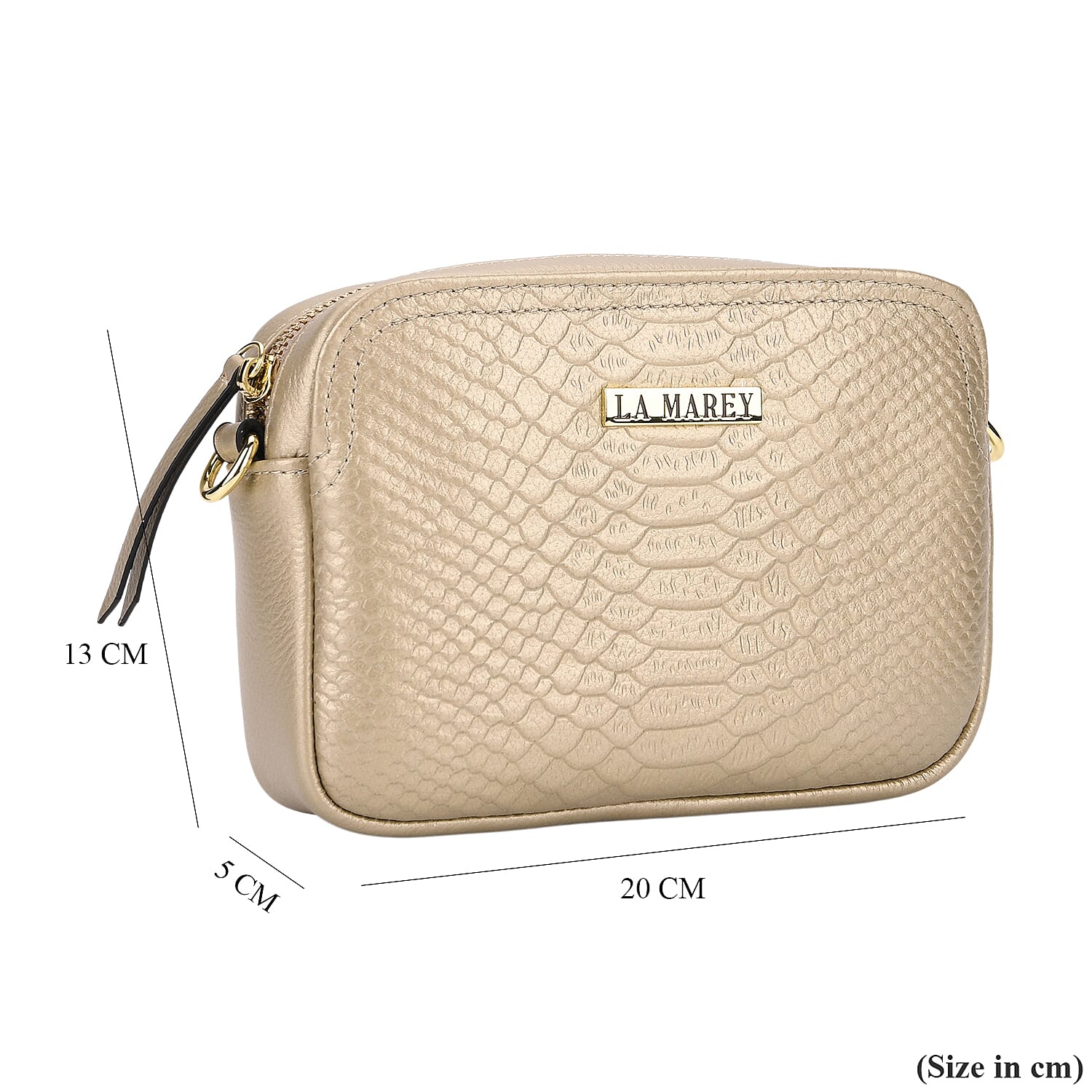 La Marey Genuine Leather Sling Crossbody Bag - Gold