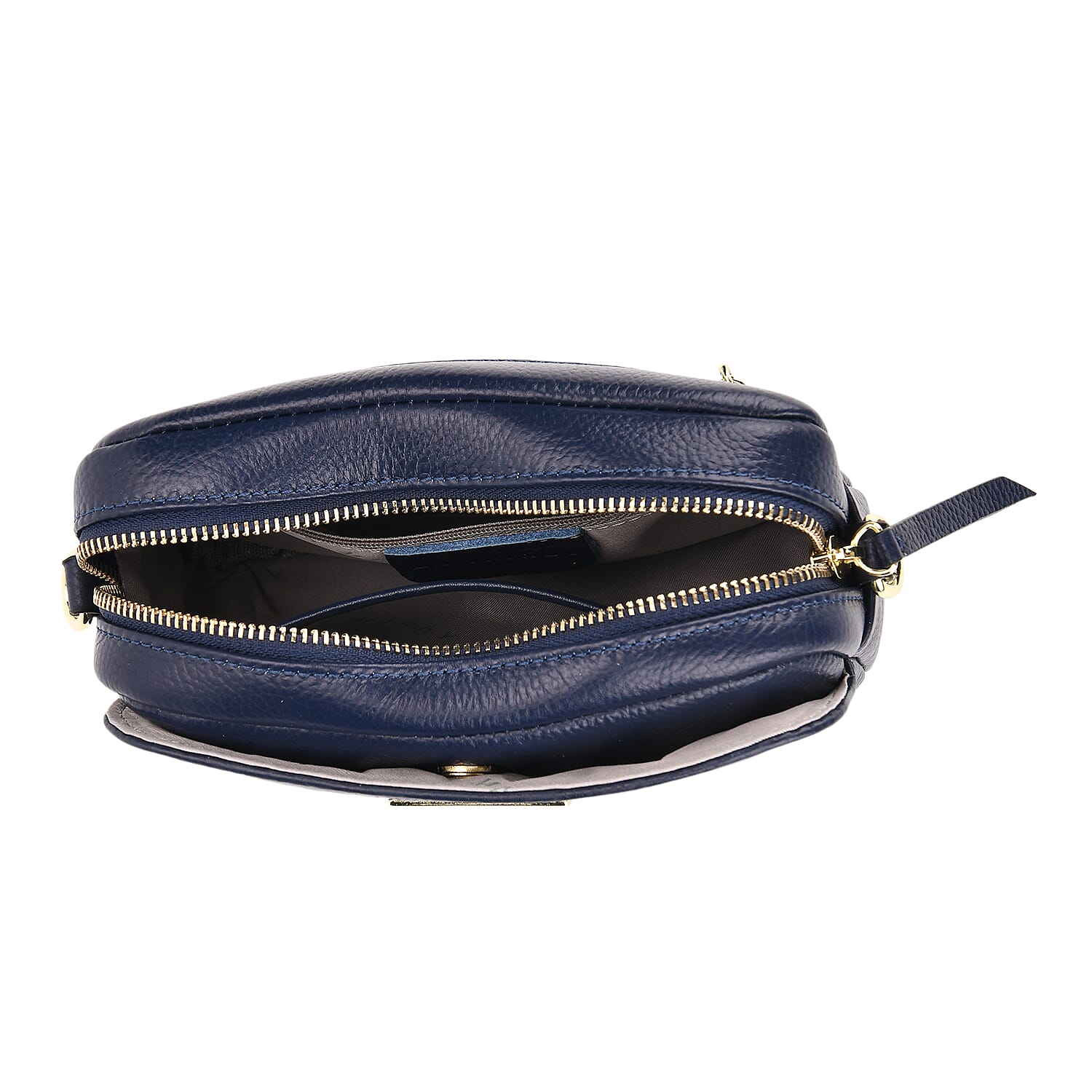 La Marey Genuine Leather Sling Crossbody Bag - Navy Blue