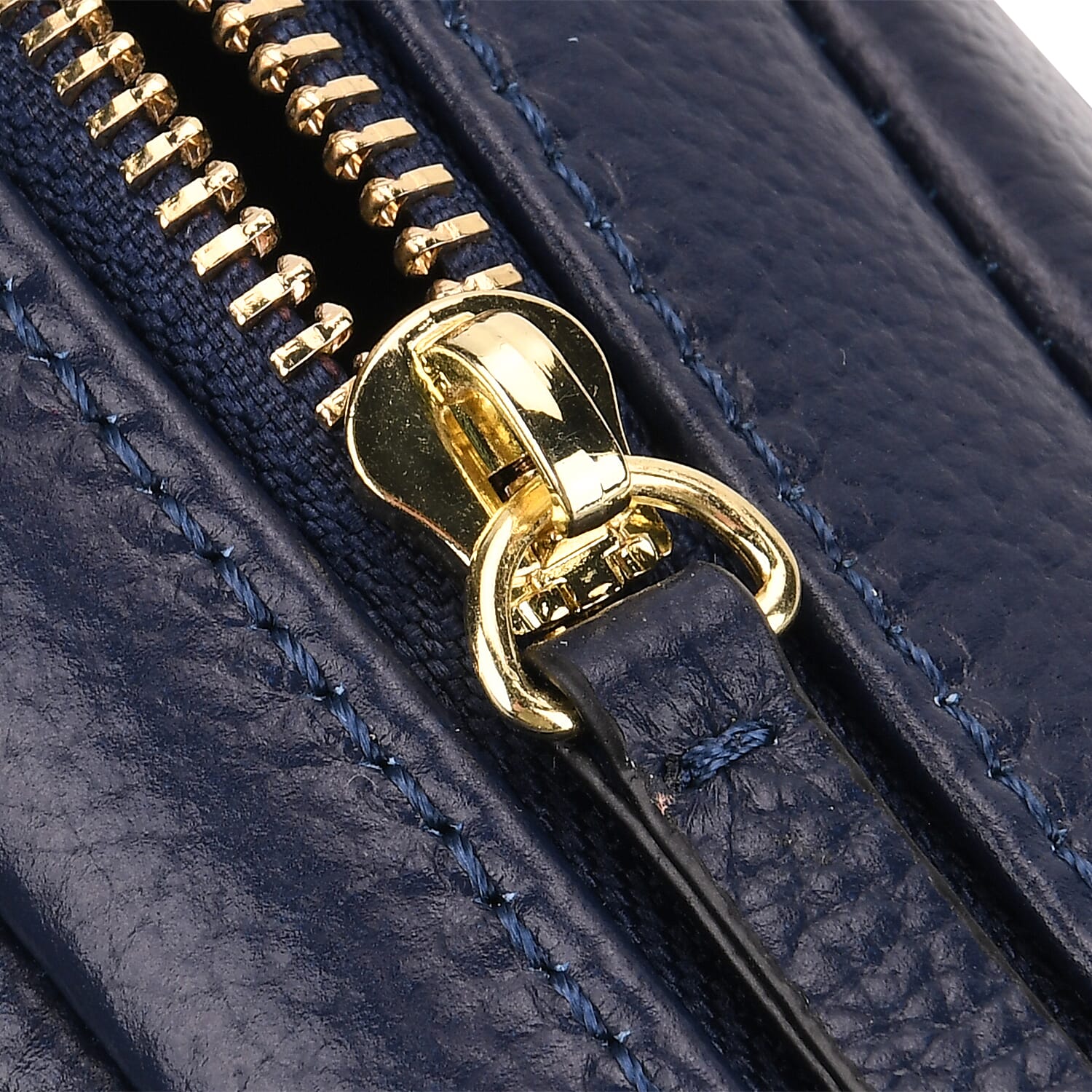 La Marey Genuine Leather Sling Crossbody Bag - Navy Blue