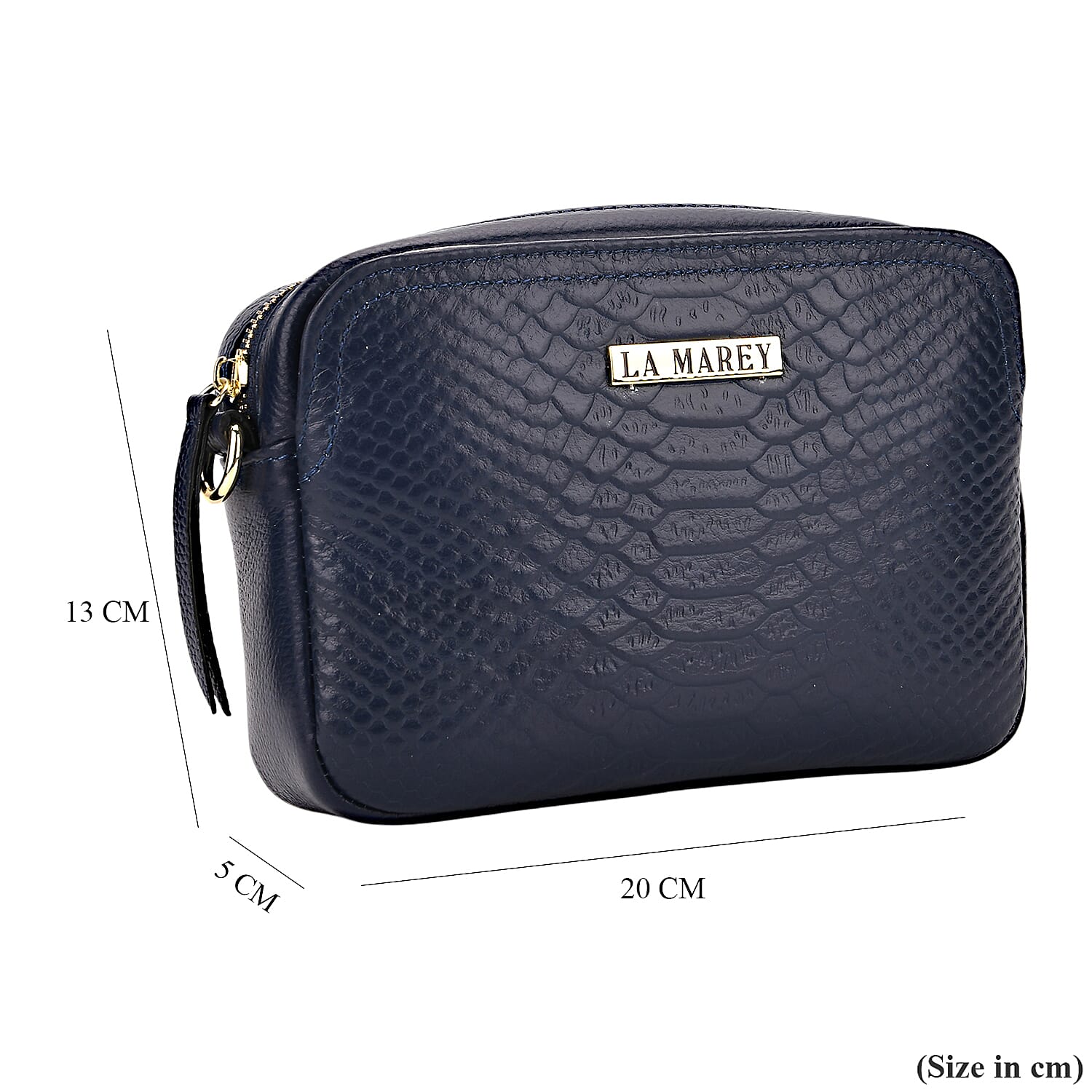 La Marey Genuine Leather Sling Crossbody Bag - Navy Blue