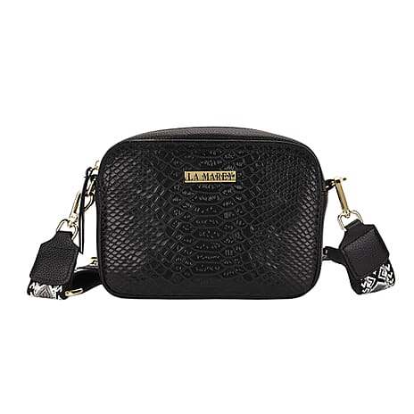 La Marey&nbsp;Genuine Leather Sling Crossbody Bag - Black