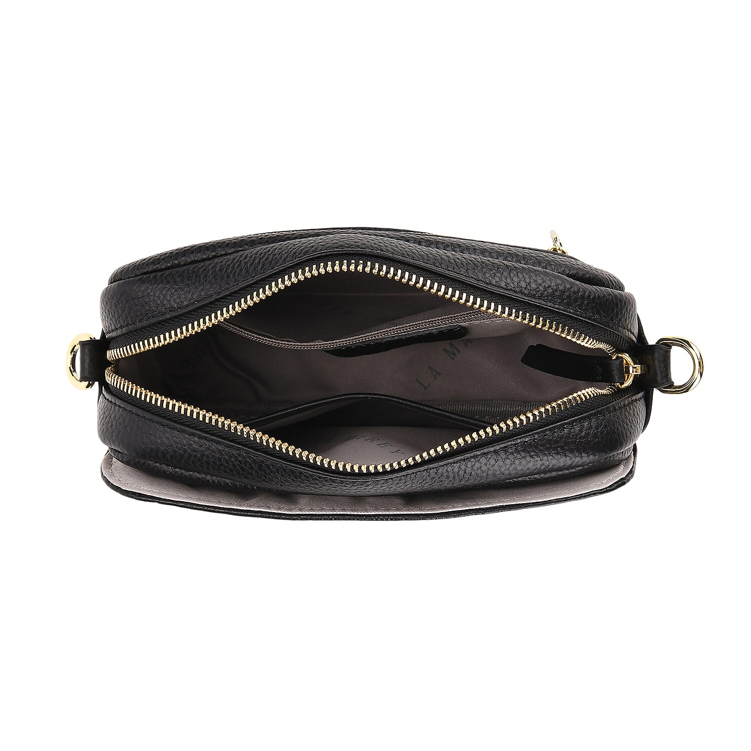 La Marey Genuine Leather Sling Crossbody Bag - Black