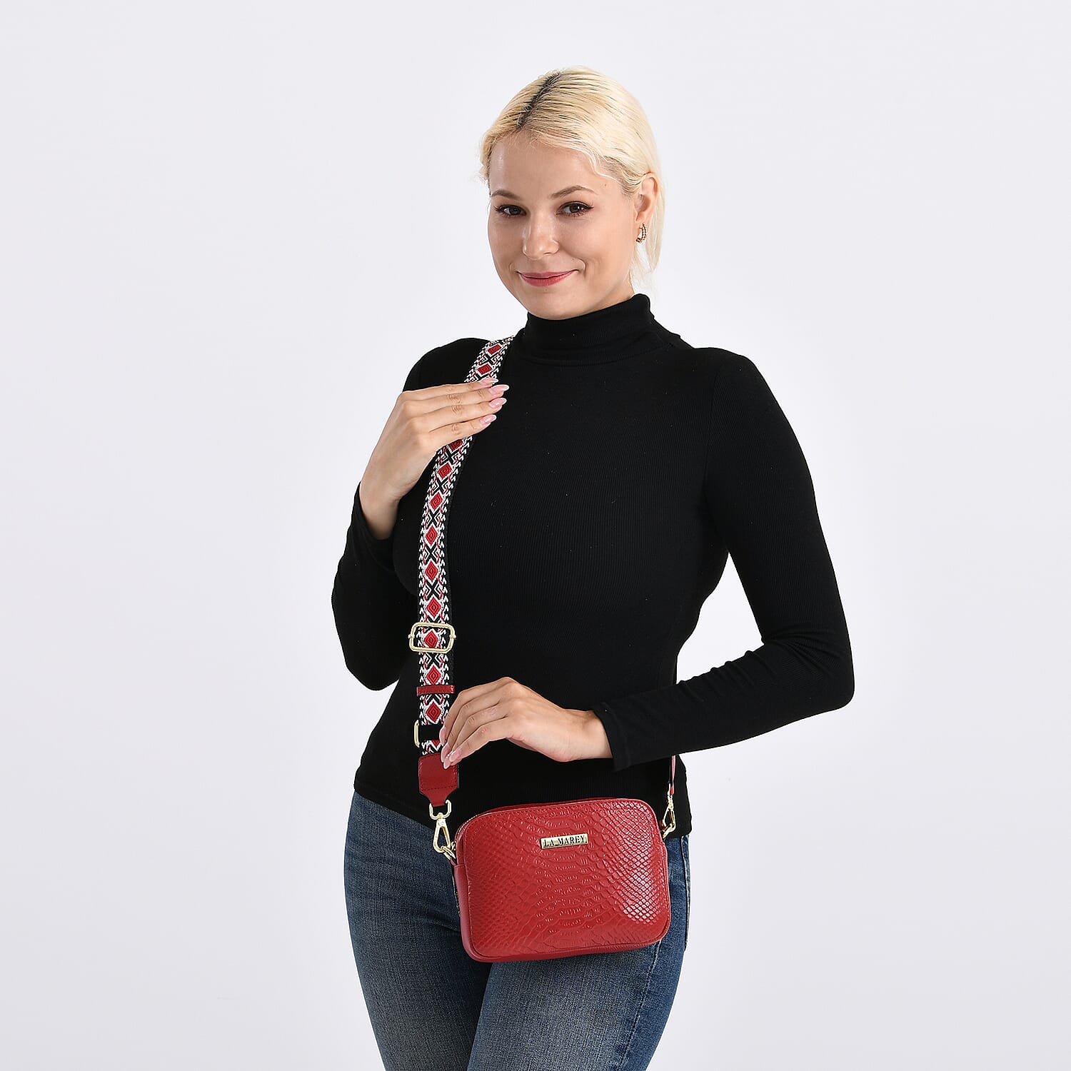 La Marey Genuine Leather Sling Crossbody Bag - Burgundy