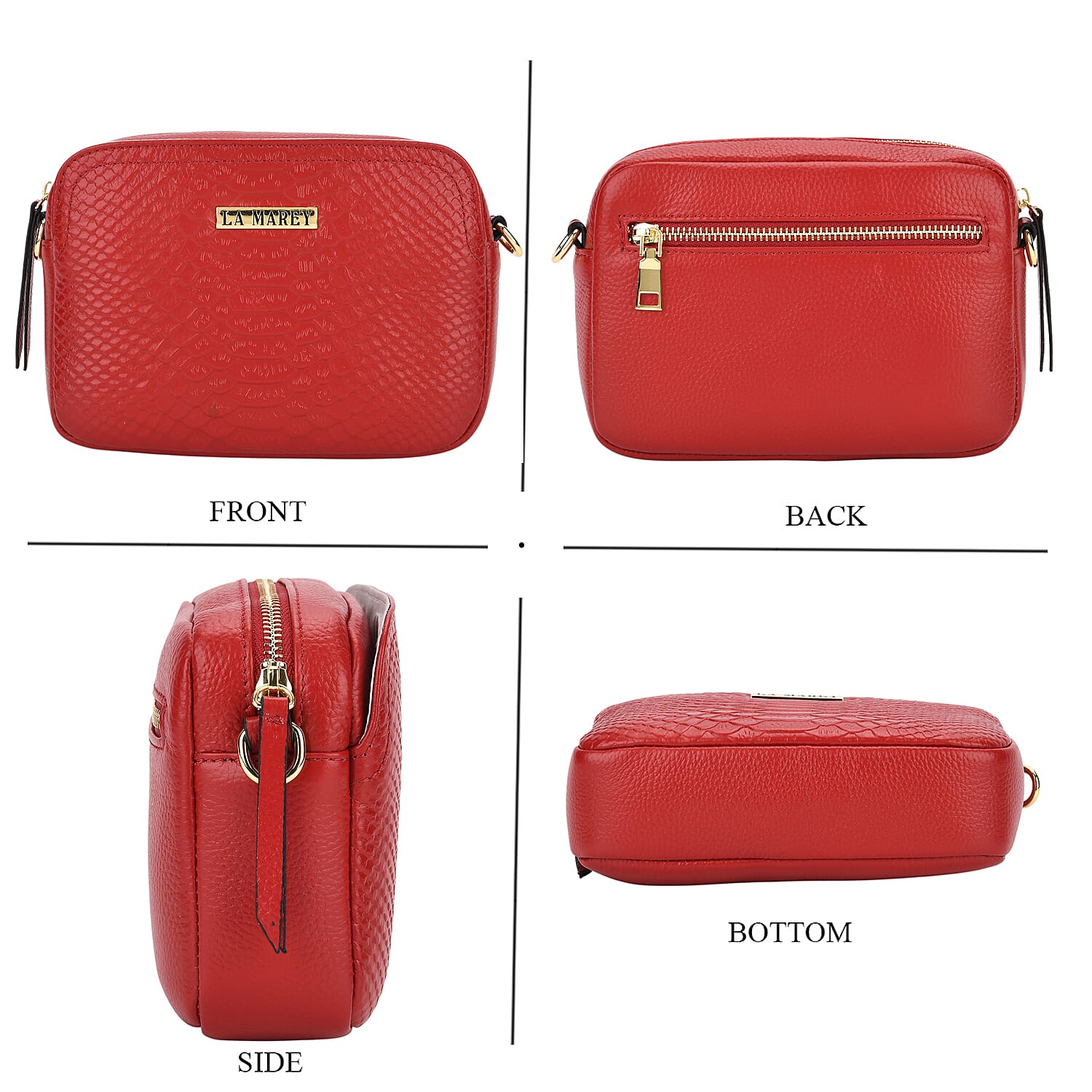 La Marey Genuine Leather Sling Crossbody Bag - Burgundy