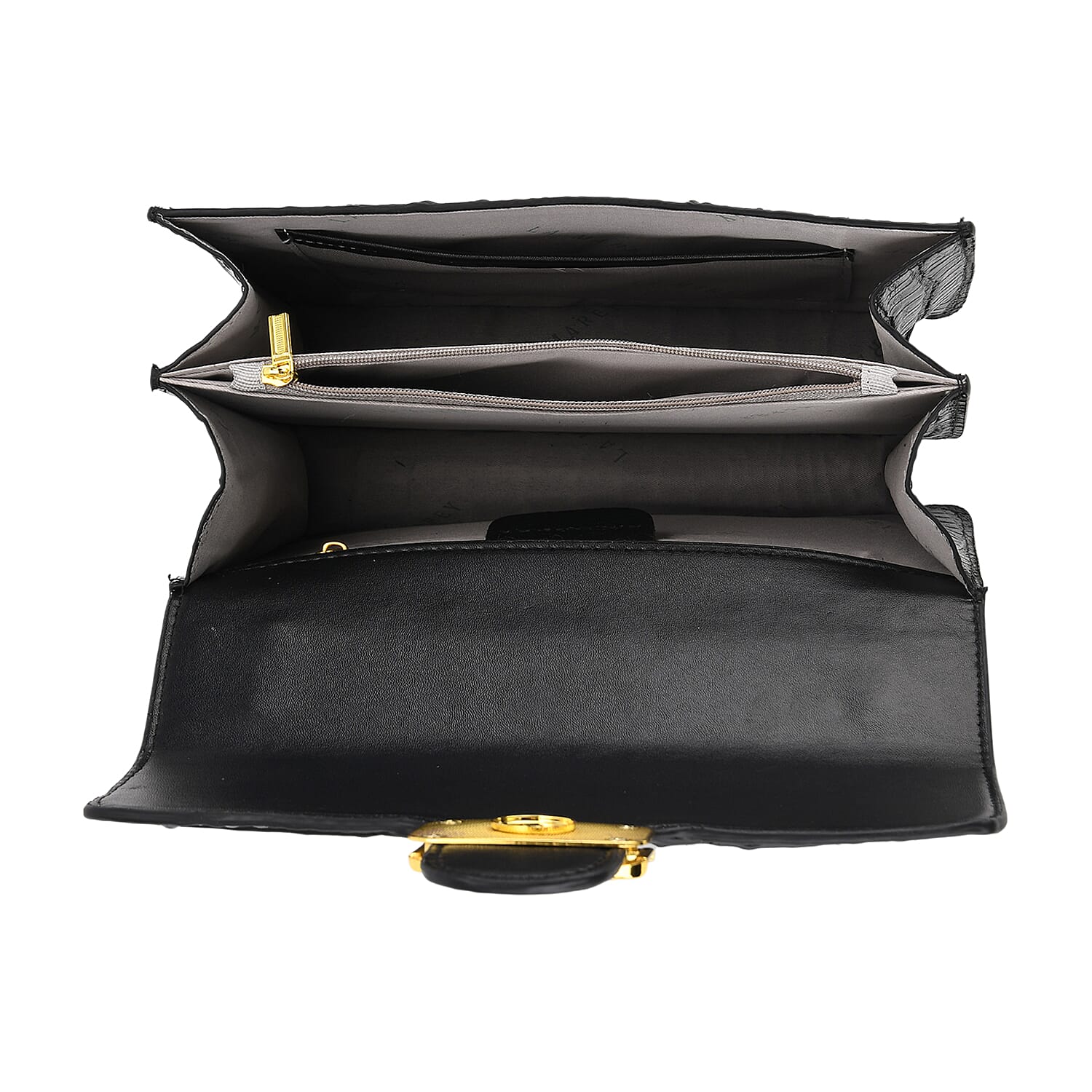 La Marey Genuine Leather Crossbody Bag with Chain Strap (120 cm) - Black