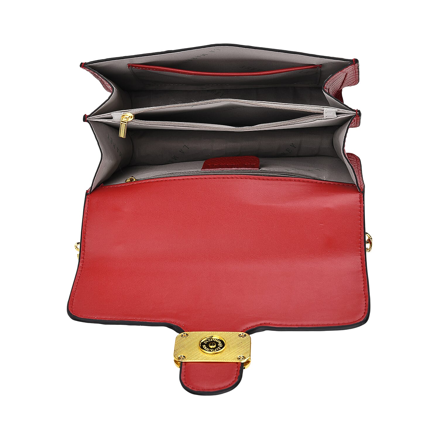 La Marey Genuine Leather Crossbody Bag with Chain Strap (120 cm) - Burgundy