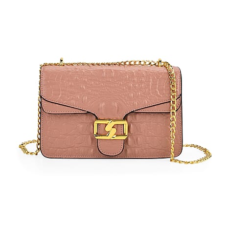 La Marey Genuine Leather Crossbody Bag with Chain Strap (120 cm)  - Pink