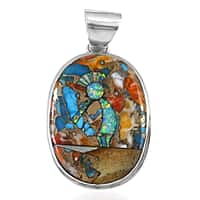 Santa Fe Collection 12.5 Ct. Spiny Turquoise Kokopelli Pendant in Sterling Silver