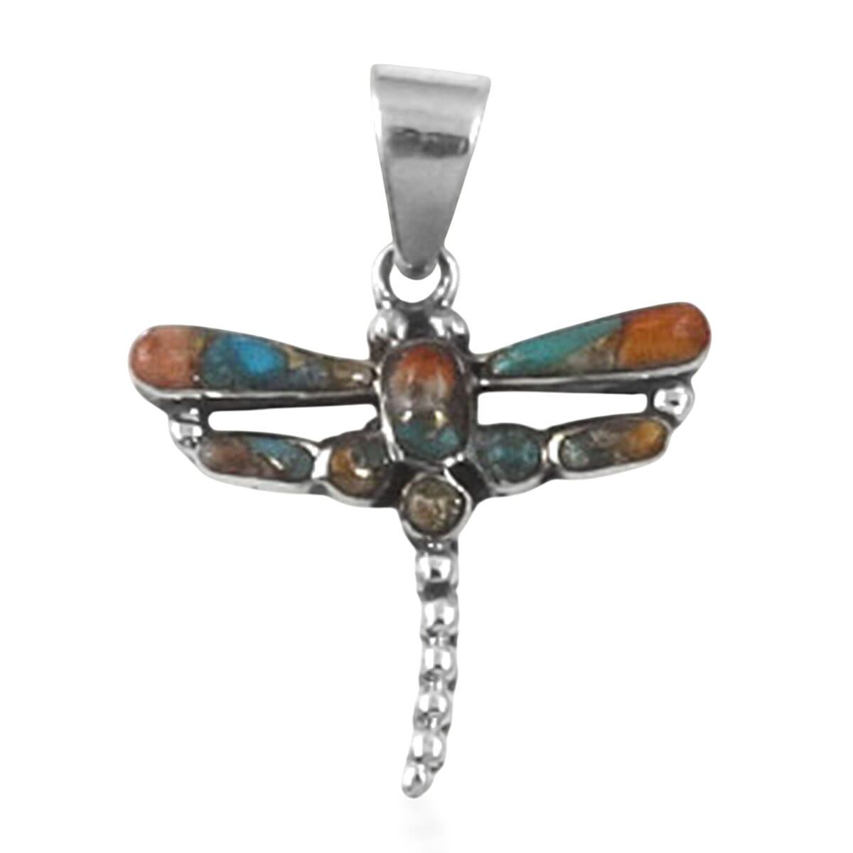 Santa Fe Collection - Spiny Turquoise Dragonfly Pendant Sterling Silver 1.30 Ct.