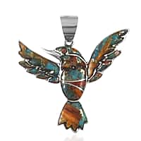 Santa Fe Collection 2.5 Ct. Spiny Turquoise Hummingbird Pendant in Sterling Silver