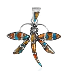 Santa Fe Collection 2.5 Ct. Spiny Turquoise Dragonfly Pendant in Sterling Silver