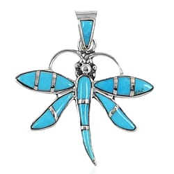 Santa Fe Collection 2.5 Ct. Spiny Turquoise Dragonfly Pendant in Sterling Silver