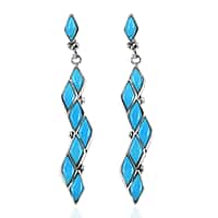 Santa Fe Collection 3.2 Ct. Blue Turquoise Earring with Plastic Push Back in Sterling Silver