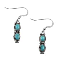 Santa Fe Collection 1.5 Ct. Blue Turquoise Earring with Hook in Sterling Silver