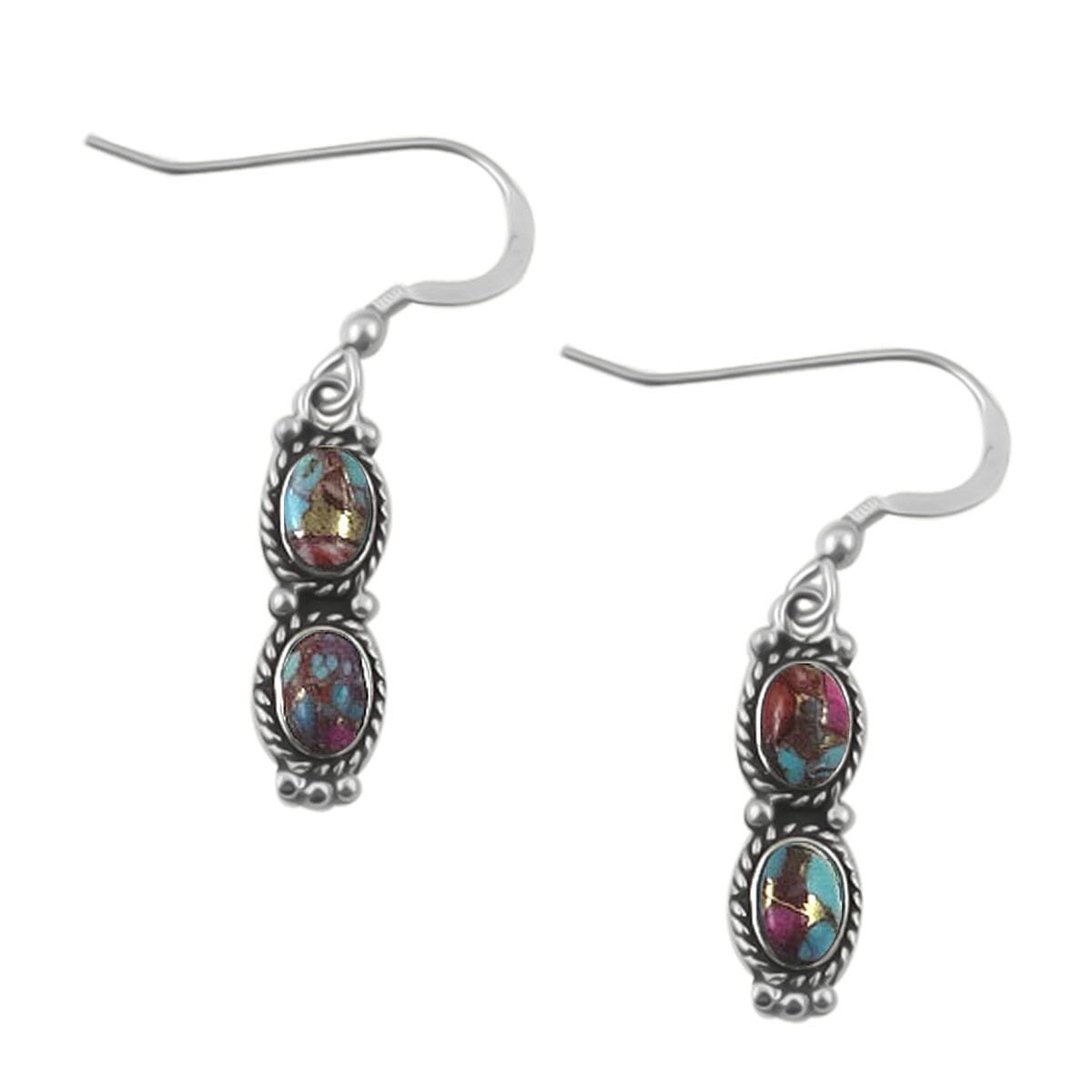 Santa Fe Collection - Multi Gemstones Earring with Hook Sterling Silver 1.50 Ct.