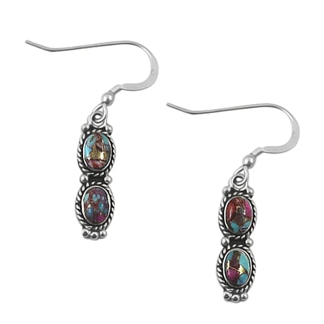 Santa Fe Collection - Multi Gemstones Earring with Hook Sterling Silver 1.50 Ct.