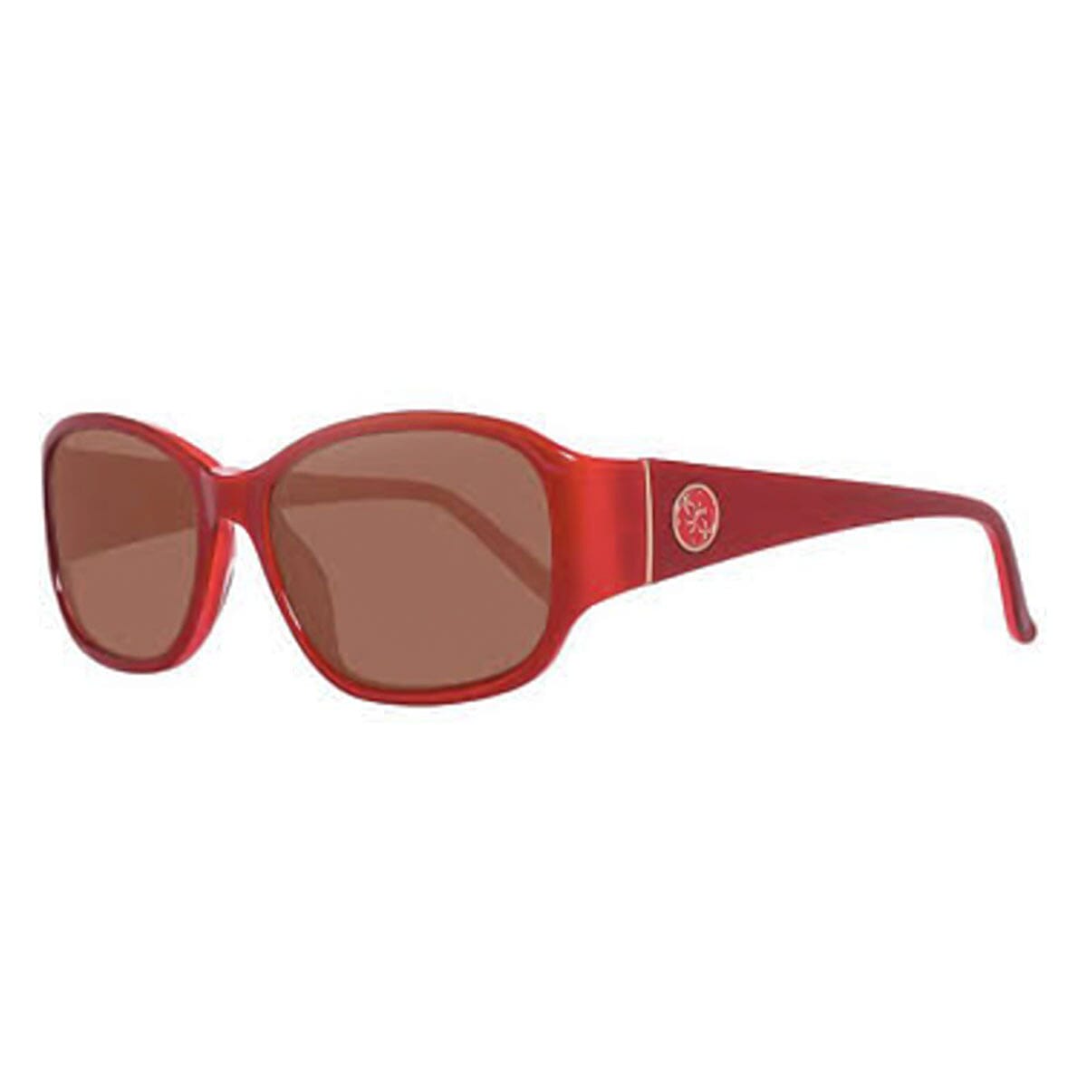 Guess Classic Style Rectangular Sunglasses with Brown Lenses - Red