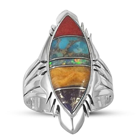 Santa Fe Collection - Multi Gemstones Ring Sterling Silver 1.50 Ct.